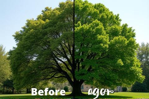 Before and after of tree pruning