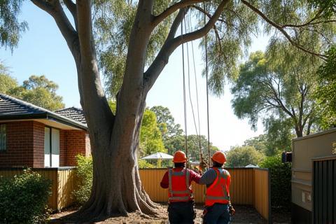 Scheduled gum tree removal in a residential area