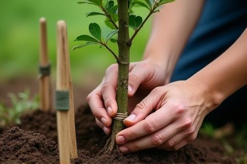 Planting a new sapling with support